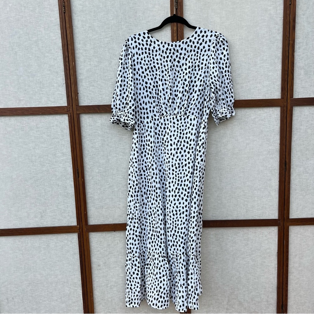 Nobody’s Child White Smudge Spot Print Selena Polka Dot Midi Dress - 12 - Picture 10 of 15